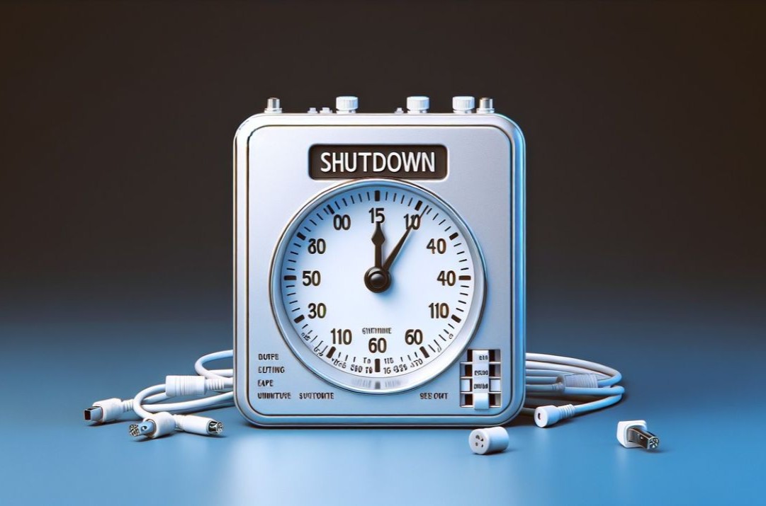 Image of clock with "Shutdown" written on it